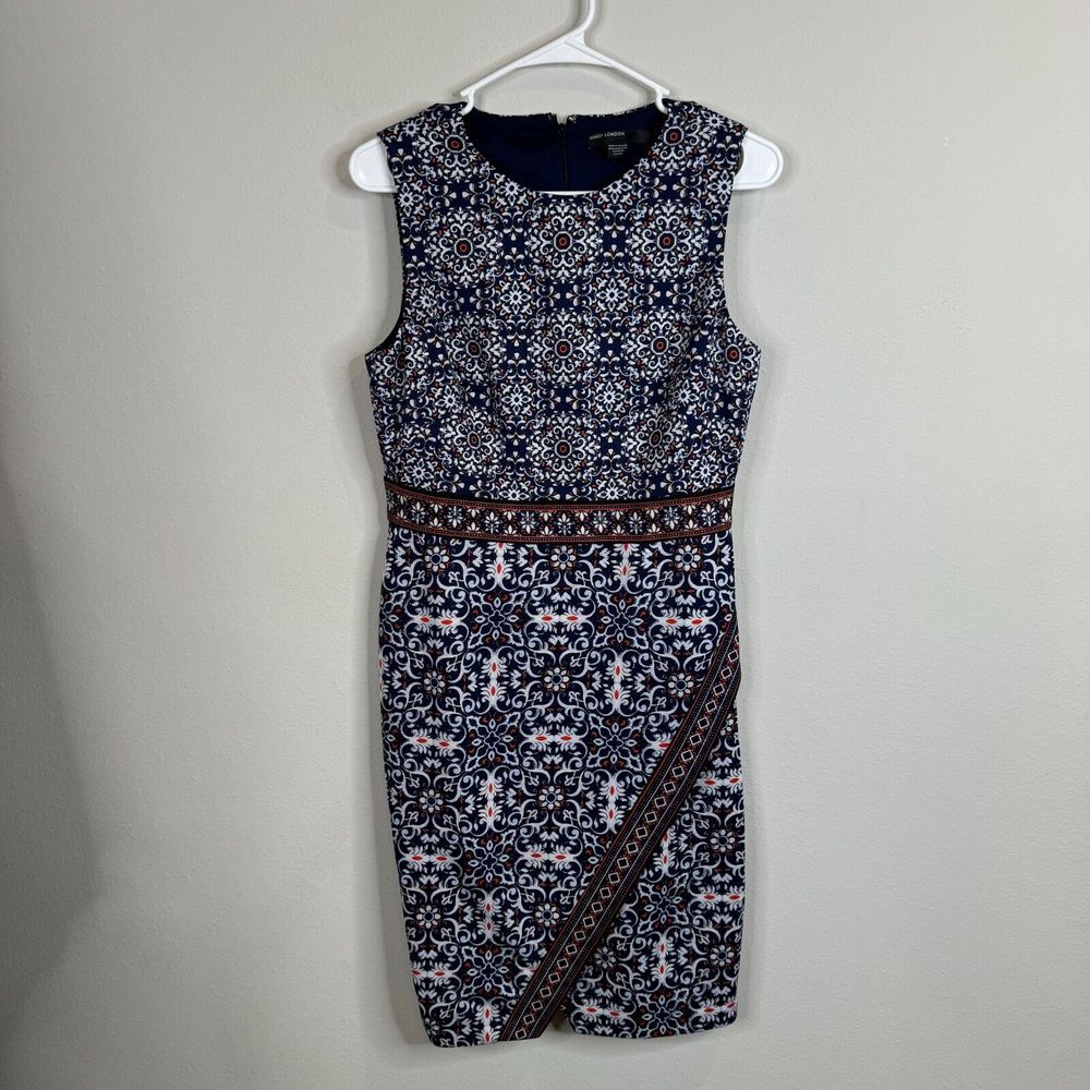 Maggie London Womens Dress Size 8‎ Shift Print Business Work Wear Lined
